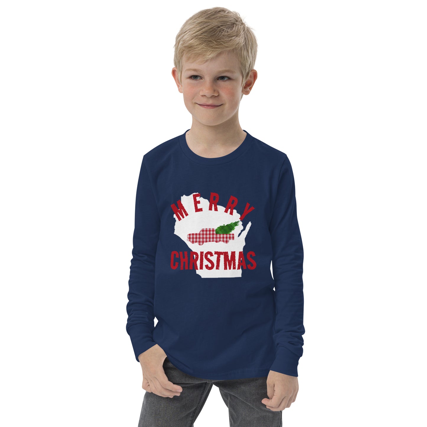 Wisconsin Merry Christmas Youth Long Sleeve