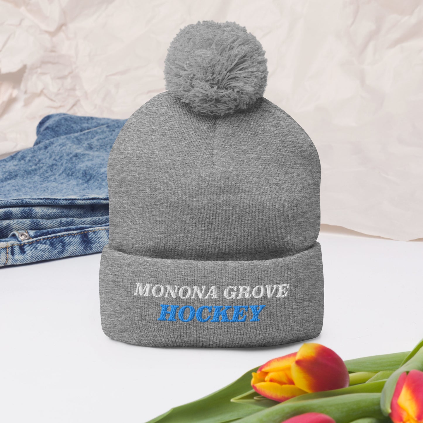 Monona Grove Hockey Pom-Pom Hat