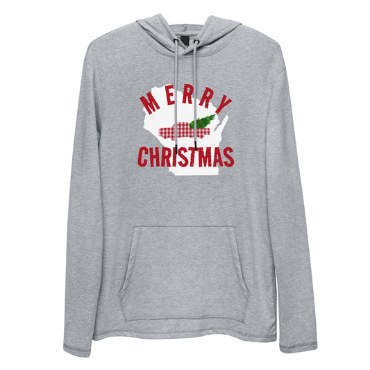 Wisconsin Merry Christmas Lightweight Hoodie