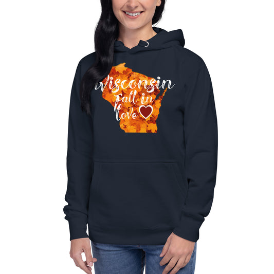 Wisconsin Premium Hoodie Fall In Love