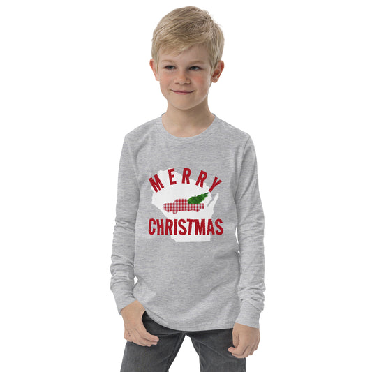 Wisconsin Merry Christmas Youth Long Sleeve